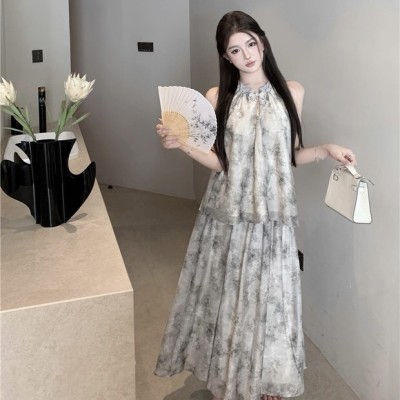 New Chinese style chiffon floral cheongsam suit