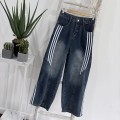 高腰复古牛仔长裤