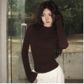 High collar slim fit knit top