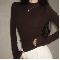 High collar slim fit knit top