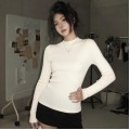 High collar slim fit knit top
