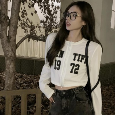 双拉链薄款短版上衣