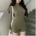 Slim fit zipper jumpsuit