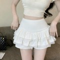 High-waisted lace puff skort
