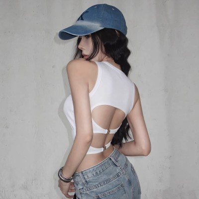 Sexy backless slim short top