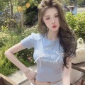 立体蝴蝶结印花上衣