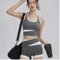 Grey sports bra vest + high waisted shorts set Grey sports bra vest + high waisted shorts set