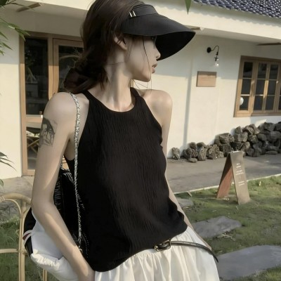 松弛感挂脖绑带上衣