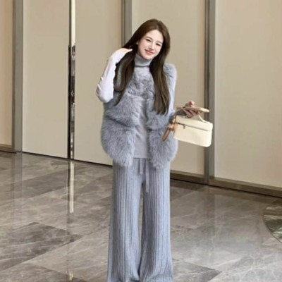 韩系慵懒风狐狸毛马甲