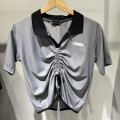 撞色抽绳短款polo上衣