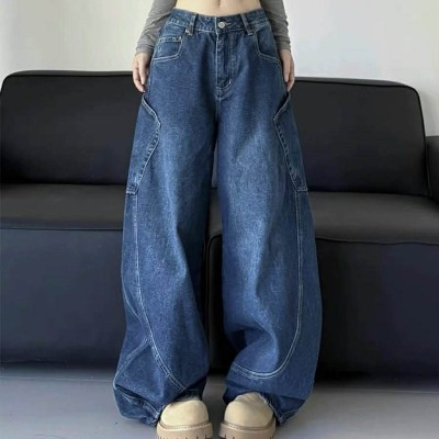 美式复古弯刀廓形牛仔裤