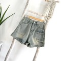 美式复古工装牛仔短裤