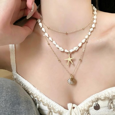 海星贝壳三件套项链