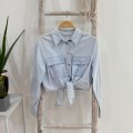 韩系短款牛仔长袖上衣