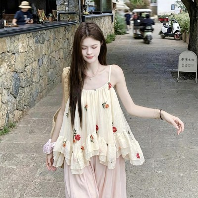 刺绣碎花蛋糕吊带