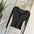 Retro Striped Slim Fit Long-Sleeve Top