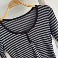 Retro Striped Slim Fit Long-Sleeve Top