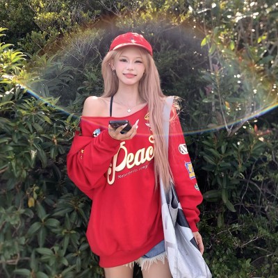 辣妹欲纯松弛感卫衣