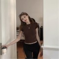 【PREORDER】Cropped Top with Round Neck and Straight Shoulders