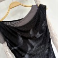 Faux Two-Piece Printed Slim Waist Top