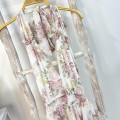 French style floral halter neck tiered maxi dress