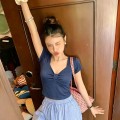 藏蓝扭结V领短款上衣