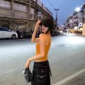 韩系短款挂脖吊带上衣