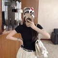 Slim Fit Short-Sleeve Top with Straight Shoulders