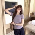 Slim Fit Short-Sleeve Top with Straight Shoulders