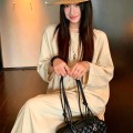 慵懒奶茶杏上衣+松紧半身长裙套装