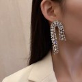 U型满钻流苏长款耳环