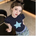 美式辣妹波点星星短款上衣