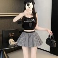 High-waisted A-line flower bud pants skirt