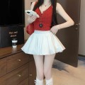 High-waisted A-line flower bud pants skirt