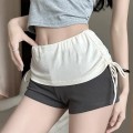 Casual contrasting drawstring hip shorts