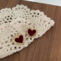Burgundy Heart Design Earrings