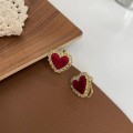 Burgundy Heart Design Earrings