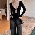 Spicy Girl Style Hollowed-out Metal Buckle Jumpsuit