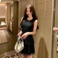 气质黑色无袖蕾丝连衣裙