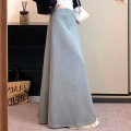 灰色大摆半身长裙