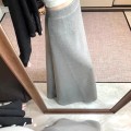 灰色大摆半身长裙
