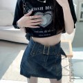 High waisted retro irregular denim skirt High waisted retro irregular denim skirt