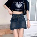 High waisted retro irregular denim skirt High waisted retro irregular denim skirt