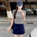 Polo领短款针织短袖