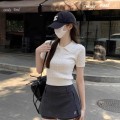 Polo领短款针织短袖