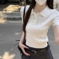 Polo领短款针织短袖