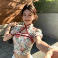 新中式碎花短款上衣