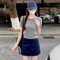 Polo领短款针织短袖