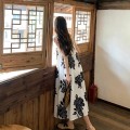 新中式宽松花花长裙