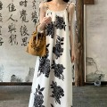 新中式宽松花花长裙